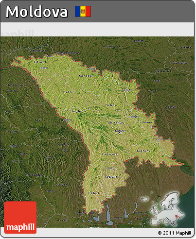 Satellite 3D Map of Moldova, darken