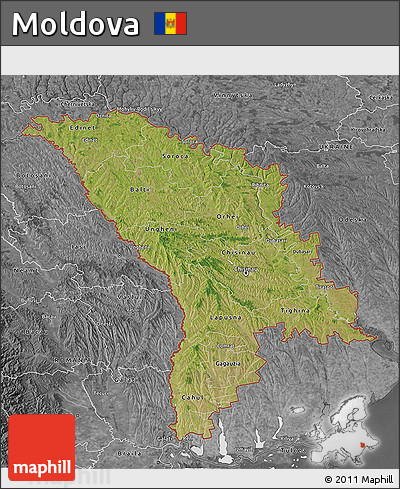 Satellite 3D Map of Moldova, desaturated