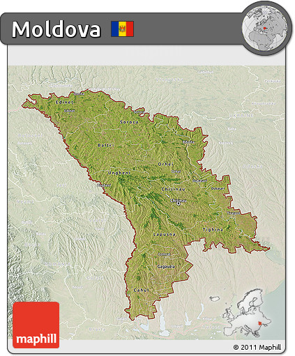 Satellite 3D Map of Moldova, lighten