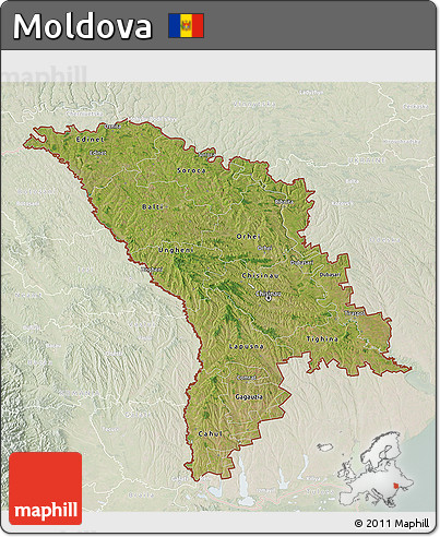 Satellite 3D Map of Moldova, lighten