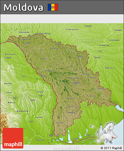 Satellite 3D Map of Moldova, physical outside