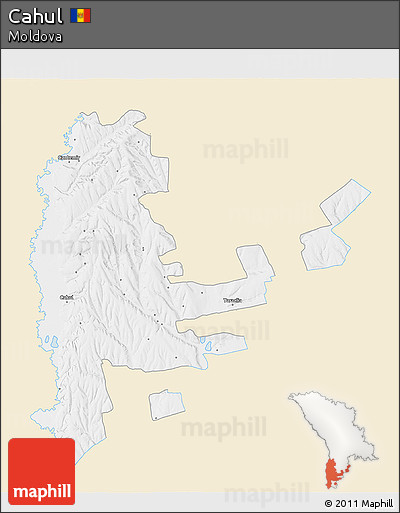 Classic Style 3D Map of Cahul, single color outside