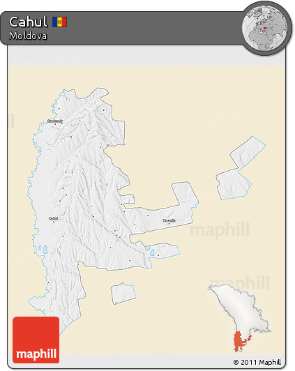 Classic Style 3D Map of Cahul, single color outside