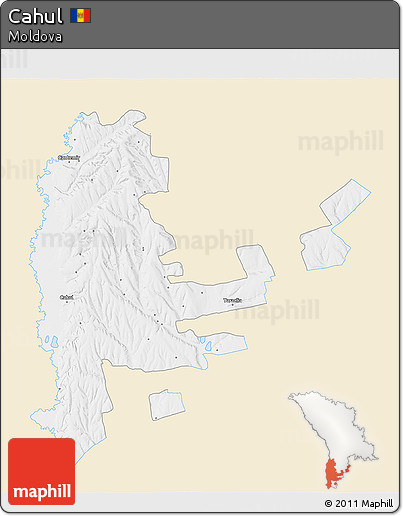 Classic Style 3D Map of Cahul, single color outside