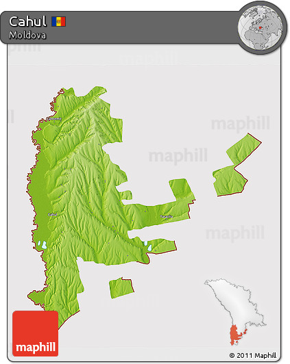 Physical 3D Map of Cahul, cropped outside