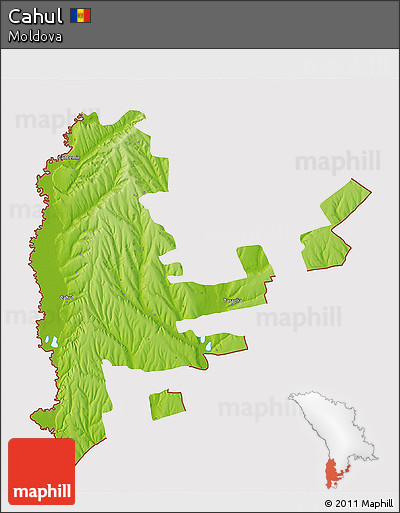 Physical 3D Map of Cahul, cropped outside