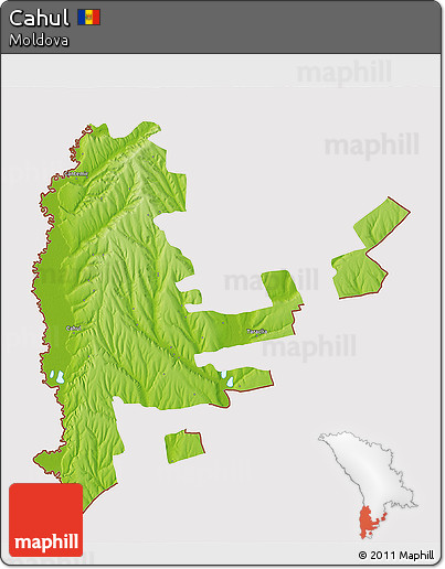 Physical 3D Map of Cahul, cropped outside