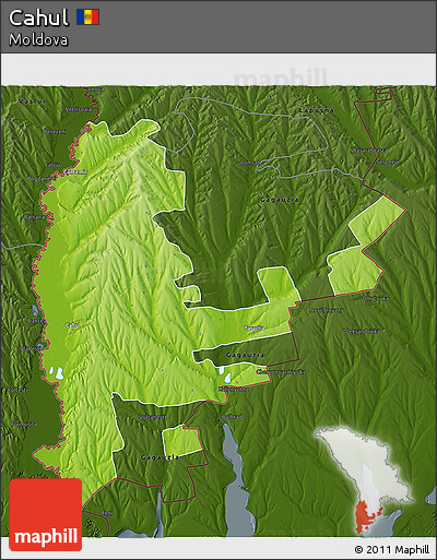 Physical 3D Map of Cahul, darken