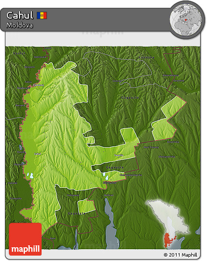 Physical 3D Map of Cahul, darken