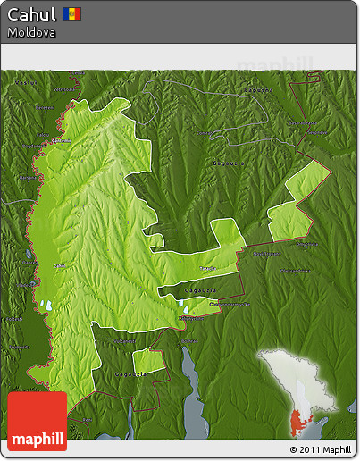 Physical 3D Map of Cahul, darken