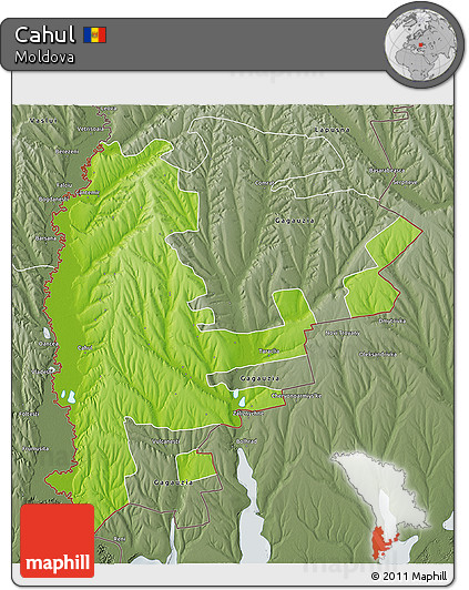 Physical 3D Map of Cahul, semi-desaturated