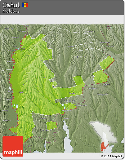 Physical 3D Map of Cahul, semi-desaturated