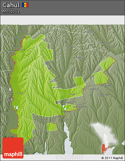 Physical 3D Map of Cahul, semi-desaturated