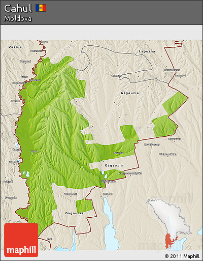 Physical 3D Map of Cahul, shaded relief outside