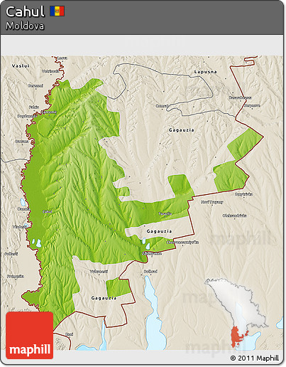 Physical 3D Map of Cahul, shaded relief outside