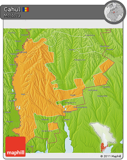 Political 3D Map of Cahul, physical outside