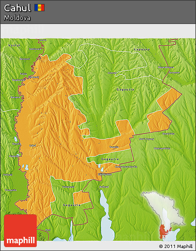 Political 3D Map of Cahul, physical outside