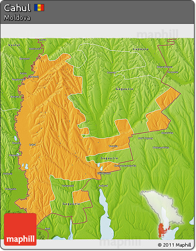 Political 3D Map of Cahul, physical outside