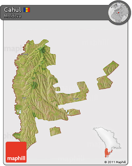 Satellite 3D Map of Cahul, cropped outside