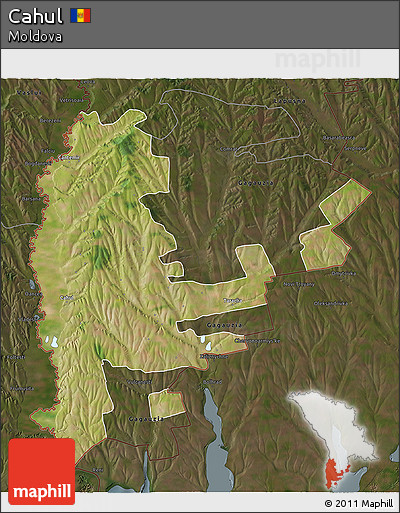 Satellite 3D Map of Cahul, darken