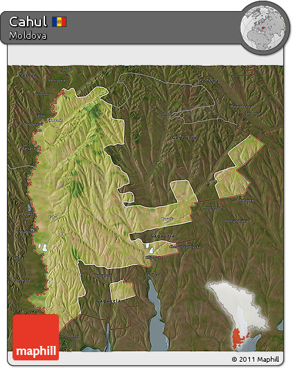 Satellite 3D Map of Cahul, darken