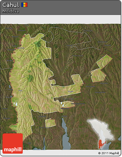 Satellite 3D Map of Cahul, darken