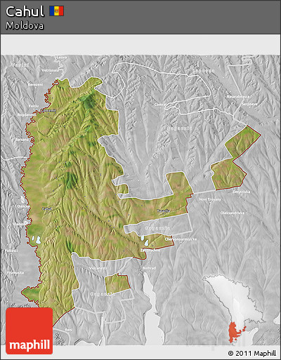 Satellite 3D Map of Cahul, lighten, desaturated