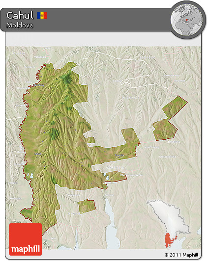Satellite 3D Map of Cahul, lighten