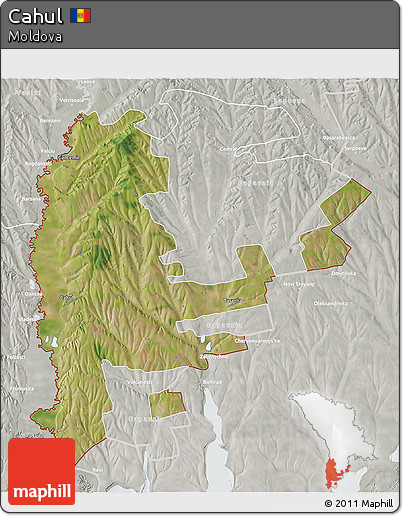 Satellite 3D Map of Cahul, lighten, semi-desaturated