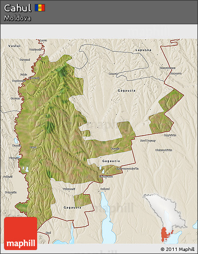 Satellite 3D Map of Cahul, shaded relief outside