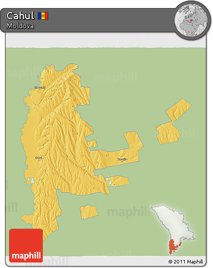 Savanna Style 3D Map of Cahul, single color outside