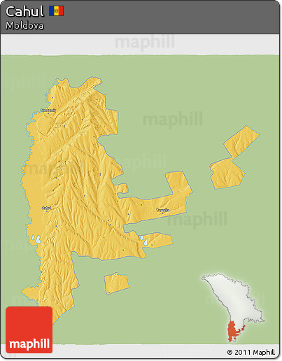 Savanna Style 3D Map of Cahul, single color outside