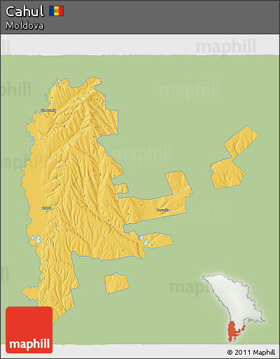 Savanna Style 3D Map of Cahul, single color outside
