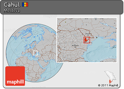 Gray Location Map of Cahul, hill shading