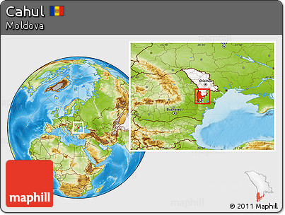 Physical Location Map of Cahul, highlighted country
