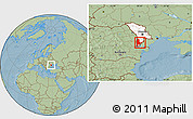 Savanna Style Location Map of Cahul, highlighted country, hill shading