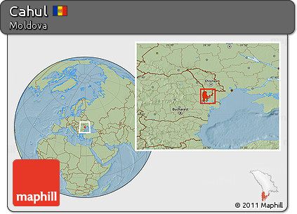 Savanna Style Location Map of Cahul, hill shading