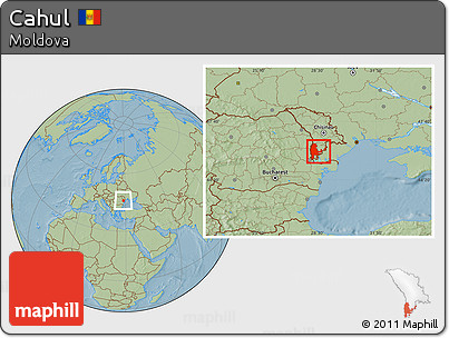Savanna Style Location Map of Cahul, hill shading