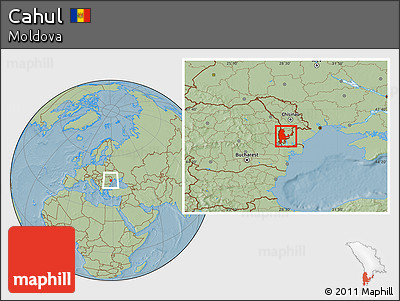 Savanna Style Location Map of Cahul, hill shading