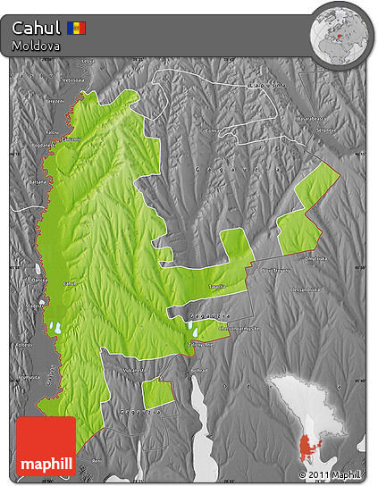 Physical Map of Cahul, desaturated