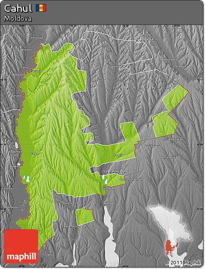 Physical Map of Cahul, desaturated
