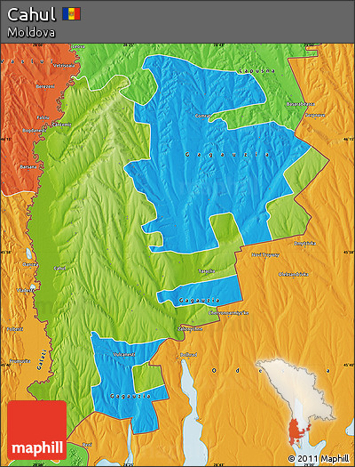 Physical Map of Cahul, political outside
