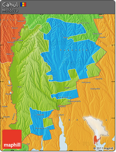Physical Map of Cahul, political outside