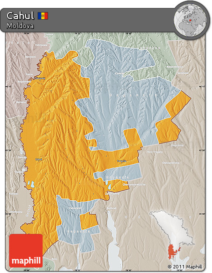 Political Map of Cahul, lighten, semi-desaturated