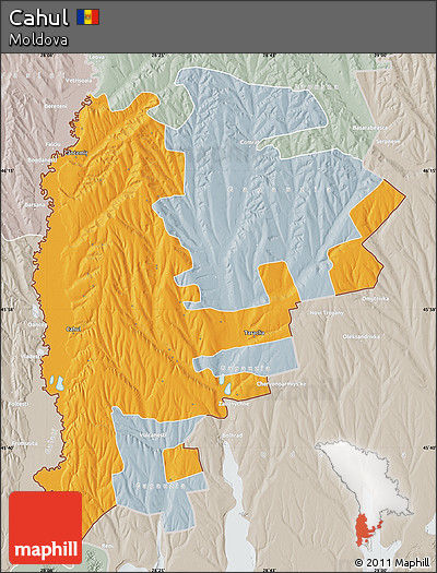 Political Map of Cahul, lighten, semi-desaturated
