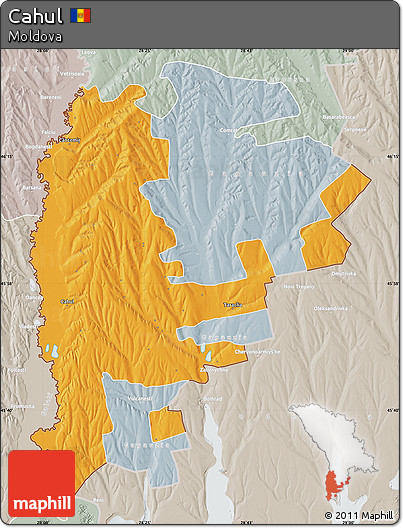 Political Map of Cahul, lighten, semi-desaturated