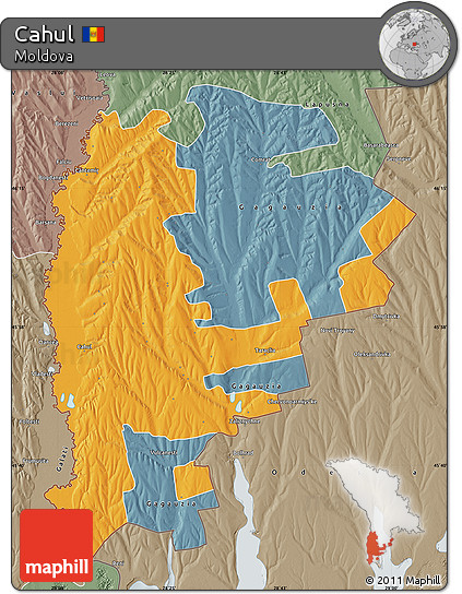 Political Map of Cahul, semi-desaturated