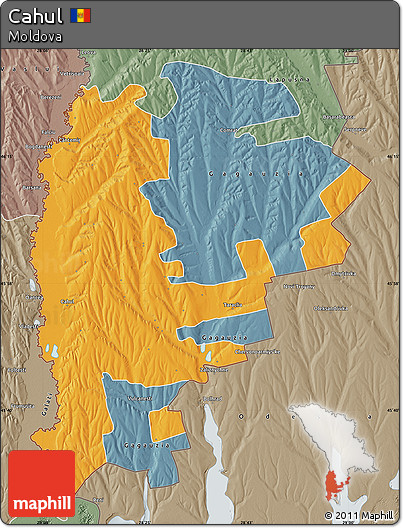 Political Map of Cahul, semi-desaturated