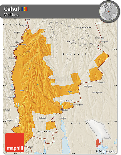 Political Map of Cahul, shaded relief outside