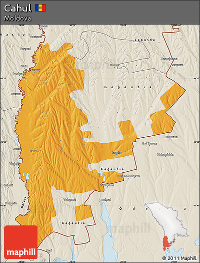 Political Map of Cahul, shaded relief outside